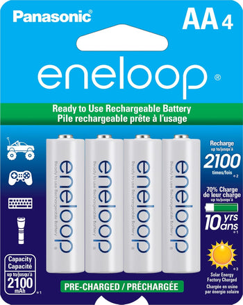 BK-3MCCA4BA Eneloop Panasonic AA 4-Pack 2100 Cycle Ni-MH Pre-Charged Rechargeable Batteries
